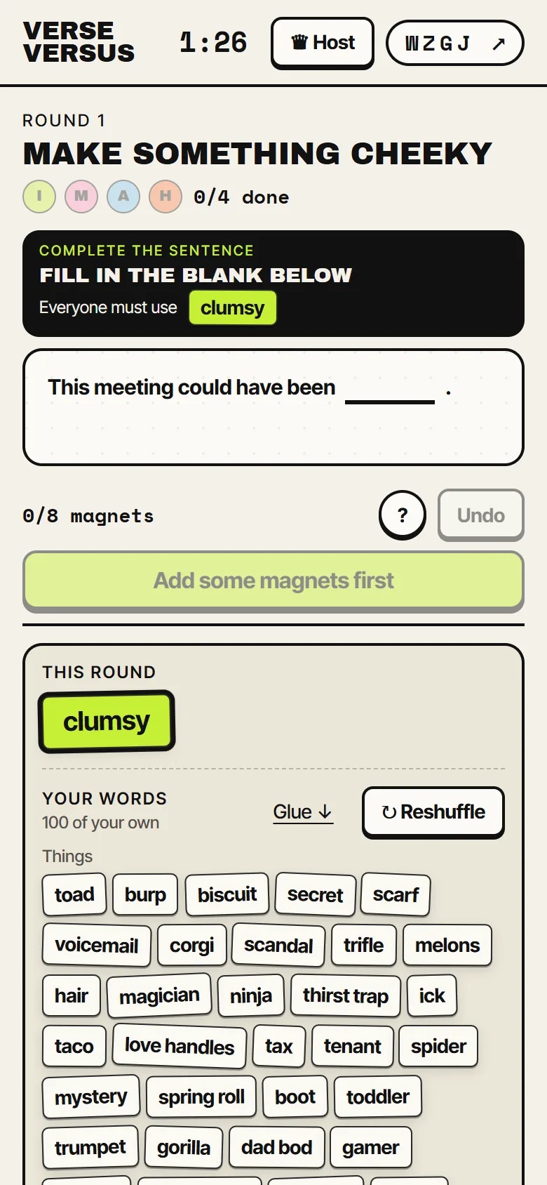 Verse Versus: Write from your hand of magnets